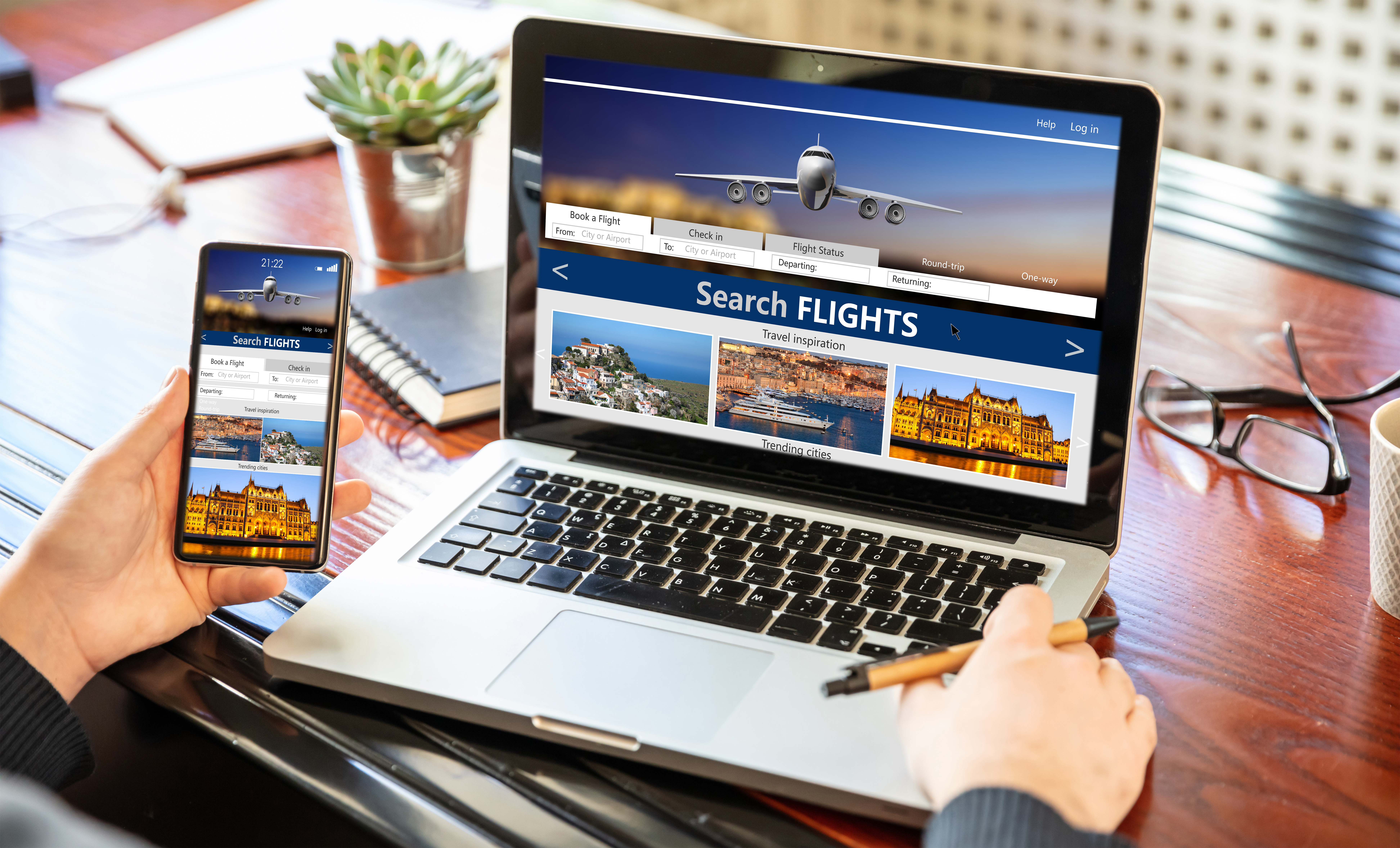 person booking a vacation