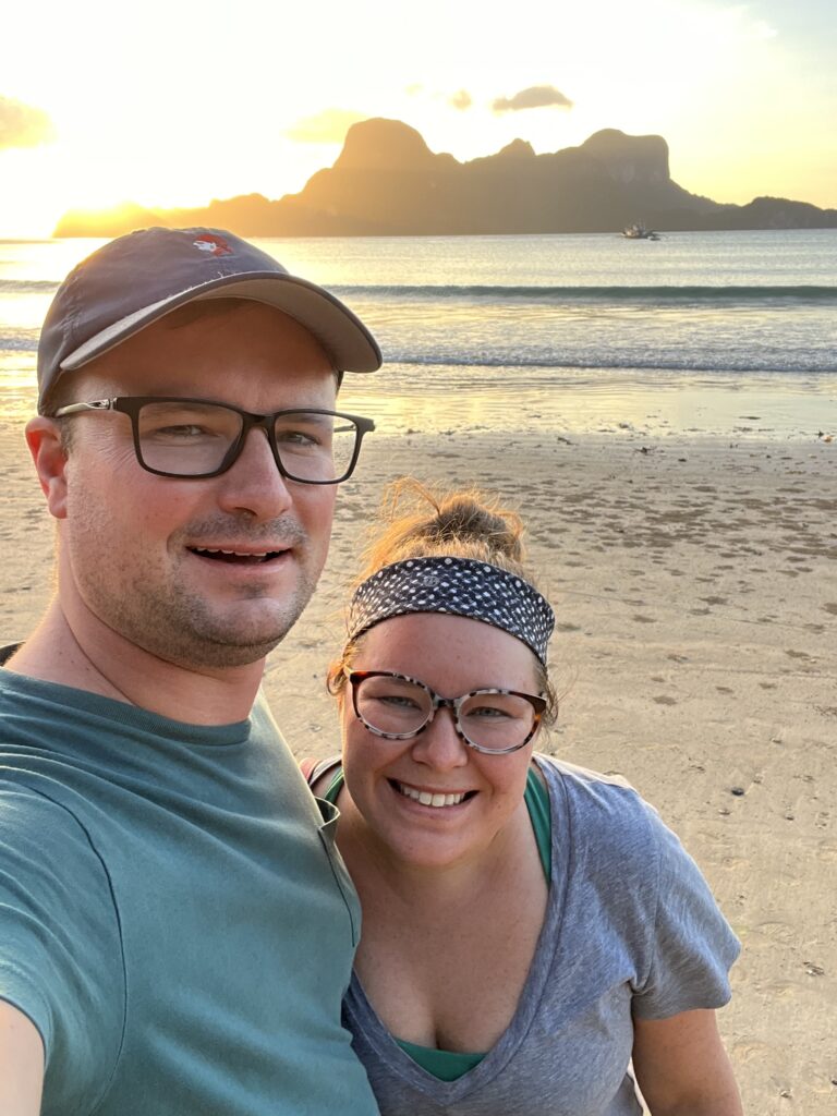 Mary Beth Lynn and her husband, Robbie Lynn, at Lio Beach in El Nido, Palawan, Philippines